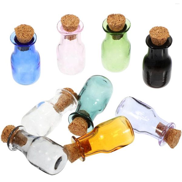 Vases 9 pcs conteneur mini bouteille en verre pot avec couvercle bouchons en liège bouteilles laboratoire petit