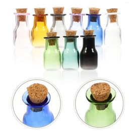 Vases 9 pièces pot en verre avec couvercle mini bouteille à la dérive laboratoire conteneur d'échantillon bouteilles à joint manuel bouchon en liège petit