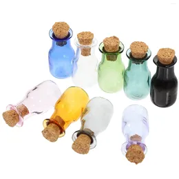 Vazen 9 stuks mini glazen flesflessen veelkleurige ambachten kleine drijvende monsterpotten voor decoratie