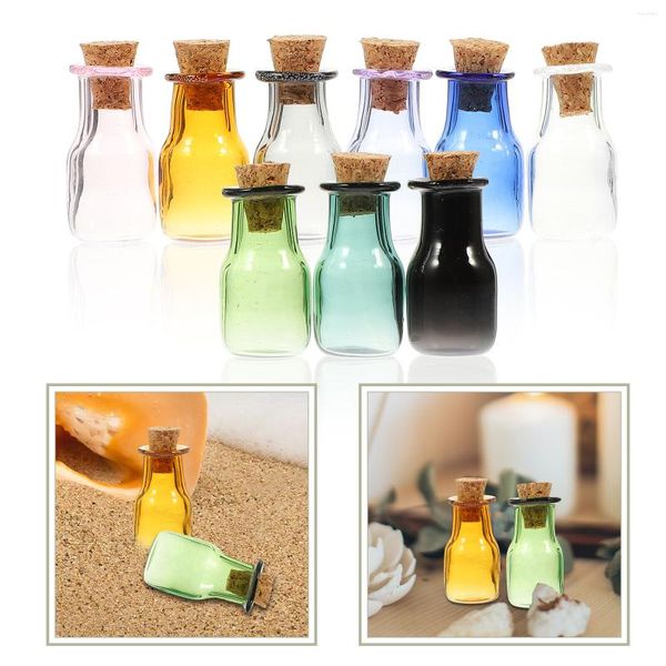 Vases 9 pièces Mini récipients en plastique bouteille vide cadeau créatif pot de stockage échantillon liège laboratoire petit réactif verre