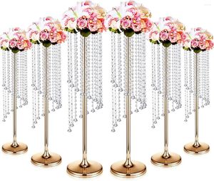 Jarrones 90cm 6pcs Flower Guin Form Stand Golden Silver Wedding Table Centerpiece Crystal Road Lead para la decoración de la fiesta del evento