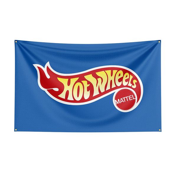 Jarrones 90x150cm Hot Wheels Bandera Poliéster Impreso Racing Car Banner para Decoración