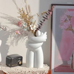 Vazen abstracte kunst knuffel vaas gedroogde bloempot body omarmt sculptuur ambachtelijke menselijke standbeeld hars container bureaublad home decoratie