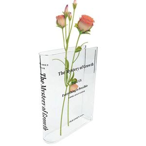 Vazen Acryl Transparant Book Flower The Mystery of Growth Creative Modern Decorative Wedding Gift Room Decor 230428