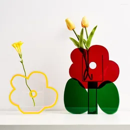 Vases en vase acrylique Conteneur artistique artistique Arrangement de chambre moderne Ornement de décoration de bureau de bureau nordique Office nordique