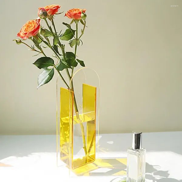 Jarrones Vasos acrílico Flor de mitad color Elegante para la decoración de la oficina en el hogar Centropítica de mesa de comedor moderno