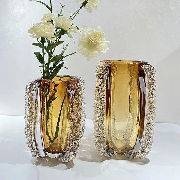 Vases Amber Colored Glazed Art Vase Decoration Modern Luxury Living Room El Porch Top Top Flower Arrangement