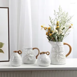 Vases American Polka Dot Vintage Milk Jug Ceramics Vase Vase Ornement avec oreilles Décor de fleuriste Décorations de salon hydroponique