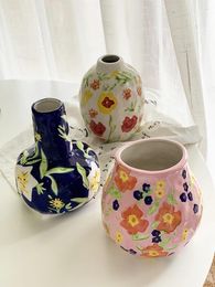 Vasi Amu Liangpin Vaso decorativo per recipiente per fiori in ceramica di arte irregolare dipinto a mano puro super bello