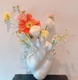 Vazen Anatomical Heart Home Decor Crafts Flower Vase Nordic Style Art Sculpture Pot Desktop Plant Ornament Gifts4354744