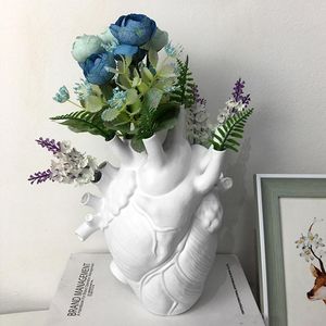 Vases Anatomique En Forme De Coeur Fleur Vase Pot Art Sculpture Plante De Bureau Pour La Décoration Intérieure Ornement Cadeaux