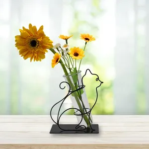 Vases en forme d'animal, ligne de fer, fleurs de Table, verre hydroponique avec support métallique, pour la maison, le bureau, la décoration artisanale
