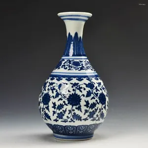 Vases Archaize Vase chinois en porcelaine bleue et blanche, décoration de la maison, vase marqué Qianlong