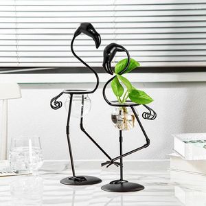 Vazen aankomst flamingo hydrocultuur planten vaas smeedijzeren glazen container ornament tabletop bloemendecoratie thuis bruiloft