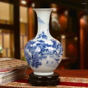 Vazen Aankomst Jingdezhen Keramiek Klassiek Landschap Blauw en Wit Porselein Modern Chinees Huis Woonkamer Decoratie