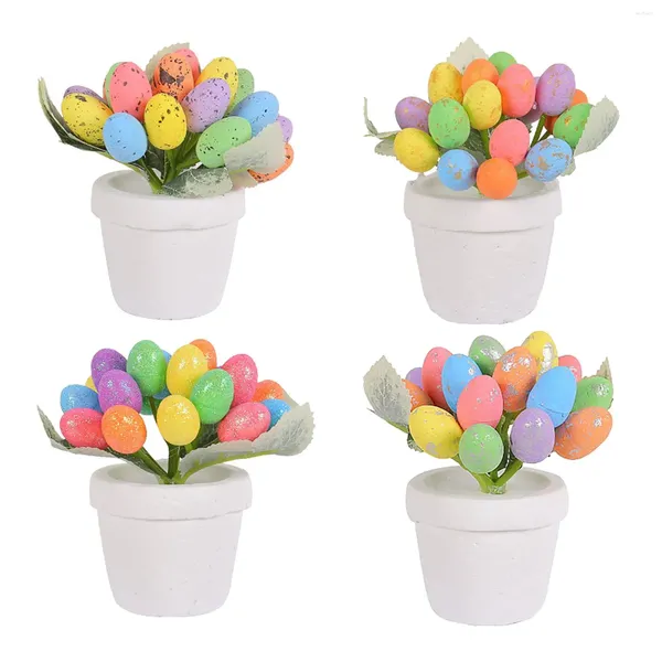 Vases Oeufs de Pâques artificiels Table en pot Pièce maîtresse Mousse colorée pour les salles de bureau Festivals de maison de vacances