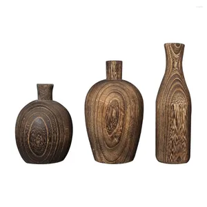 Vazen Diverse maten Verkoold Paulownia Hout Decor Set van 3 stuks Decoratie Thuis Vaas Moderne tuin