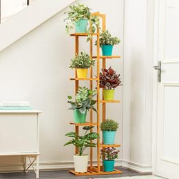 Vases Support de plantes en bambou Échelle de fleurs 4 niveaux Pots en pot Organisateur Étagère Présentoir Stockage
