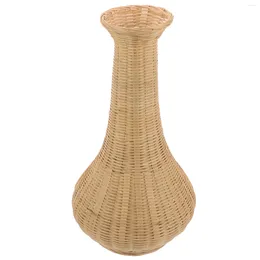 Vases Vase en bambou Arrangement de fleurs Rustique Tissé Conteneur Panier Fleurs Séchées Base Stable