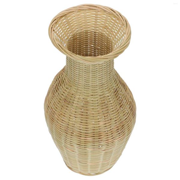 Vases Bambou Vase Pot De Fleurs Panier Plantes Intérieur Style Pastoral Paniers Conteneur Séché Arrangement Tissé Décoratif