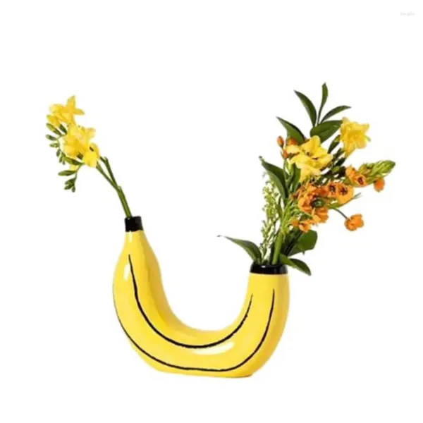 Vases Banana Resin Vase Smooth Touch Decorative Dining Room Decoration Ornements For Living Restaurant Home Bedroom Table