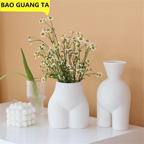 Jarrones BAO GUANG TA Cerámica Arte corporal para mujer Figuras de culo Florero Decoración Artesanía Flor Accesorios para el hogar R5276