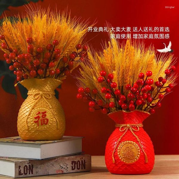 Vases Fleurs séchées en orge sacs Lucks Sacs Money Wheat Ornements Home Decoration Opening Gifts Tiktok Year Goods