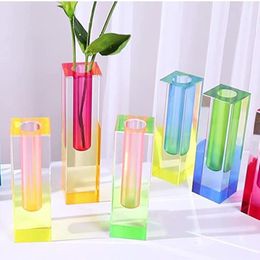 Vases Belle Acrylique Cristal Arc-En-Vase De Luxe Décoratif Pilier Bourgeon De Table Fleur Conteneur Chambre Nordique Décoration De La Maison 230725