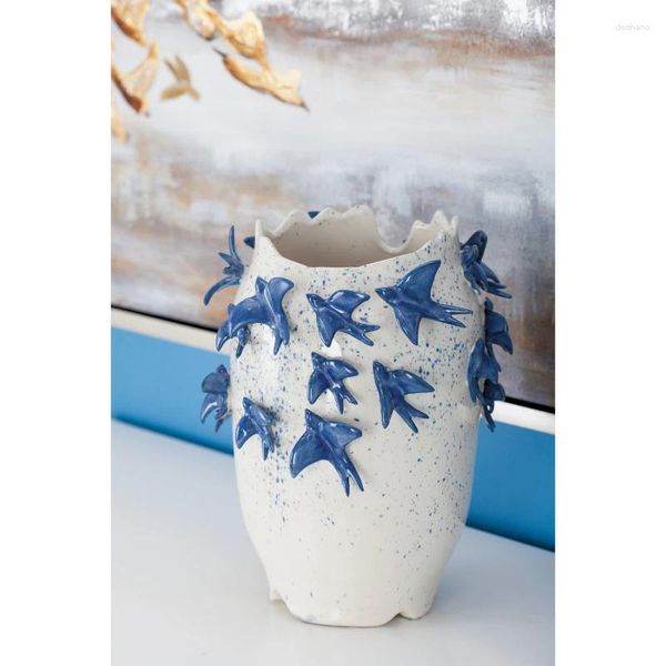 Vases Bird 3D White Ceramic Vase Propogation Station Home Decorations Floreros Decorativos Moderno Livre pour Flower Chinese V