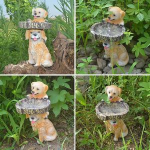 Vases Bird Lover Gift Garden Ornement Resin Dog Doghog Bird Bath Bath Feeder pour décor Cute Nature Fashionable