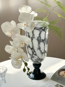 Vases Noir Et Blanc À Motifs Hauts Vase En Verre Salon Arrangement De Fleurs Décoration