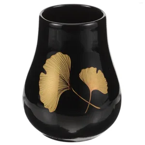 Vases Black Ceramic Vase Flower Arrangement Tabletop Gold Decor Crafts Dinning Pot Pot Ceramics Séchées séchées