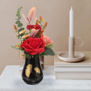 Vases Vase en céramique noire Pot de fleur Table à manger Décor à manger Céramique Décoration de la maison