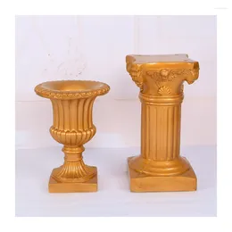 Vazen BLG210702 Gold Artificial Flower Stands VASE PILLAR Antiek glasvezelglas voor bruidstuindecoratie