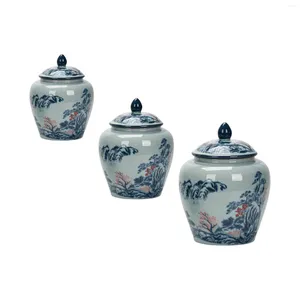 Jarrones de porcelana azul y blanca, jarrón de jengibre, decoración de habitación, centro de mesa chino, elegante exhibición de cerámica esmaltada