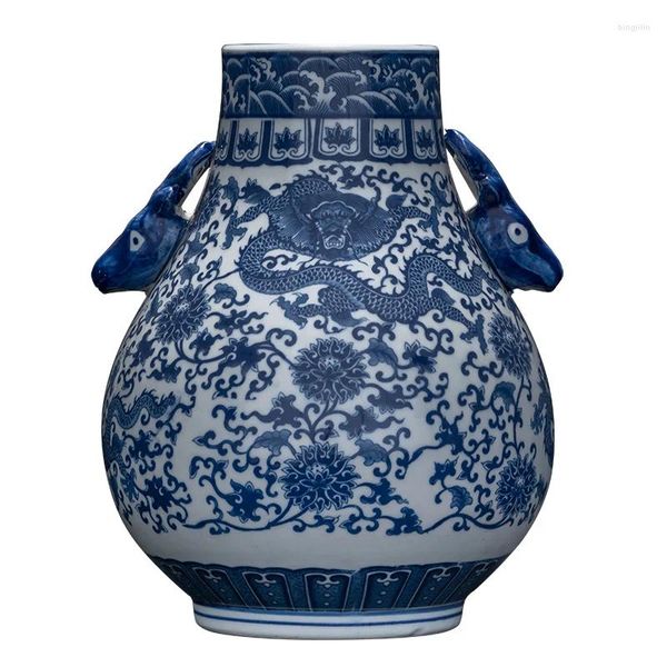Vases en porcelaine bleue et blanche Jingdezhen, décorations chinoises antiques, arrangement floral pour la maison et le salon