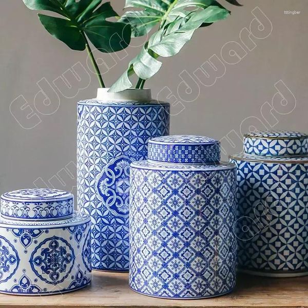 Vases Blue and White Porcelaine Vase Style Classic Ornements en céramique Modern Home Creative Decoration Salon Artisanat de table