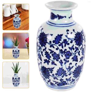 Vases Vase en porcelaine bleue et blanche Conteneur Décor Décoratif Plante Pot Bureau Fleur séchée pour salon Maison