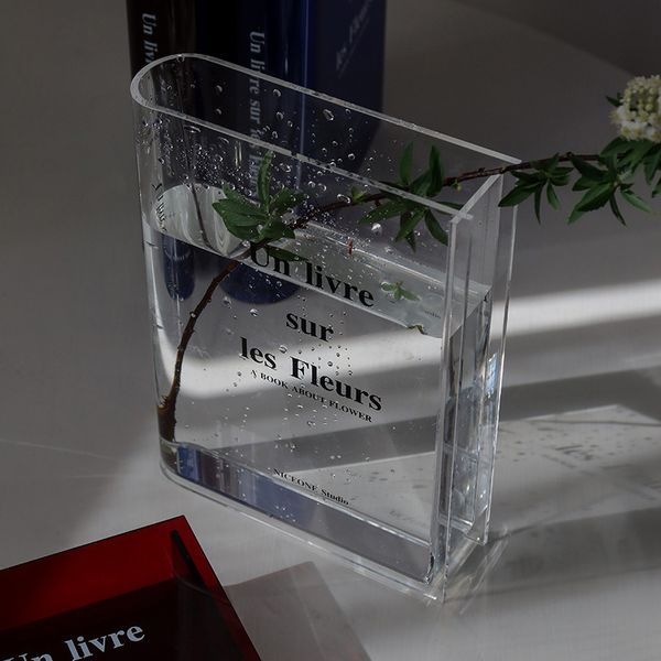 Vases Livre Bleu Vase pour Fleurs Transparent Acrylique Vase Décoration Moderne Maison Table Fleur Vase De Mariage Hydroponique Chambre Plante Vase 230525