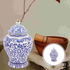 Vases Blue Blanc Porcelaine Jar Storage de thé à cartouche en céramique Vase Vase Multi-fonction scellé DÉCOR RETRO