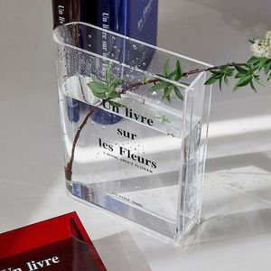 Vases Book Acrylic INS Flower Transparent Flowers Home Decoration Nordic Europe Modern Hydroponic Desktop Ornament Gift 230425