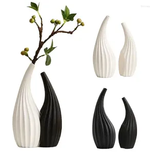 Vases étagère vase 2pcs Boho Style Ceramic Fleur minimaliste finition brillante étagère rustique décoration pour la vie