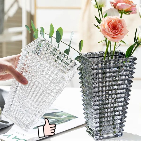 Vases Vase en verre brillant décorations pour la maison Vase en verre cristal brillant fleurs séchées décoration de bureau ustensiles décoratifs 231009