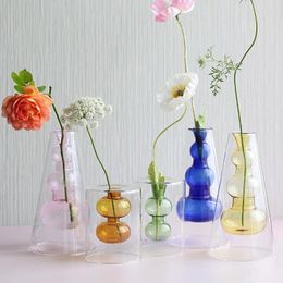 Vases Bougie Bouteille Vase Décor Salon Décoration Terrarium Pot De Fleur Transparent Double Verre
