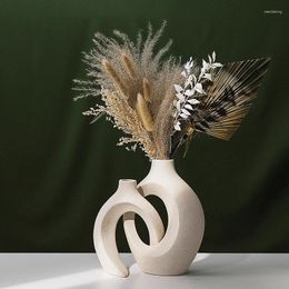 Vases Capiron 2PCS / Set Céramique Embrasse pour Pampas Pampas Sécarré Fleur Nordique Accessoires de salon