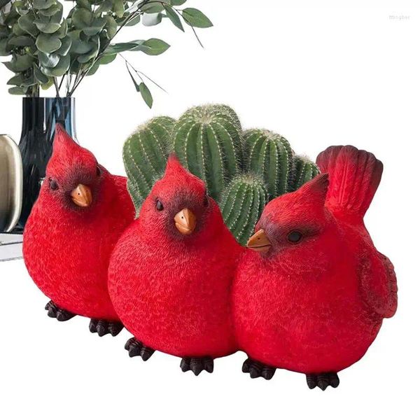 Vases Cardinal Bird Planter Triplet Birds Succulent Pot créatif Trois petits fleuris