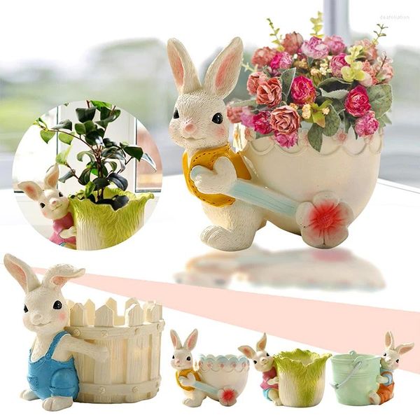 Vases Cartoon Flower Pot Ornements Resin Cactus Succulent planter Flowerpot Container Gardening Supply Table Home Table Decoration