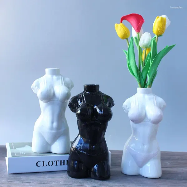 Jarrones Ceramic Body Art Design Vase Nude Femenino Personalidad Diseño de escritorio de escritorio Contenedor seco Decoración del hogar