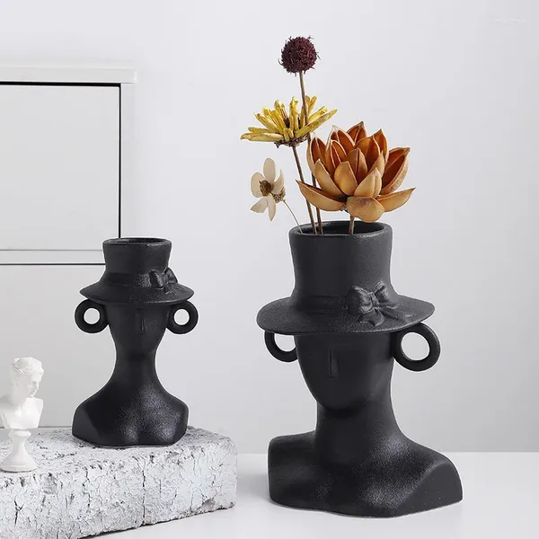 Vases en céramique, modélisation du corps, ornements, accessoires de décoration nordique pour la maison, Art hydroponique, artisanat de fleurs blanches