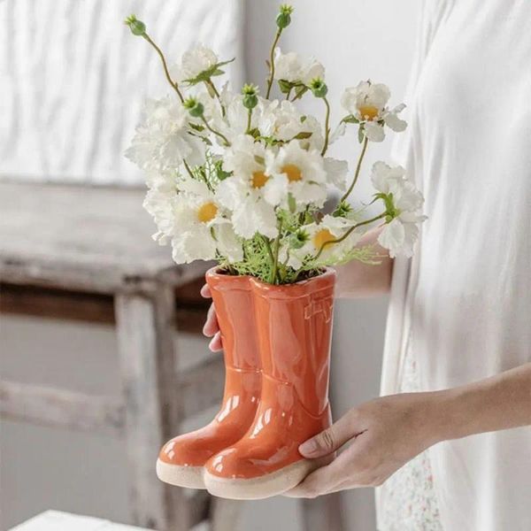 Vases Boots en céramique Vase Creative Flower Arrangement Flored Floral Floral Ornet Ornement Hydroponic Home Decor